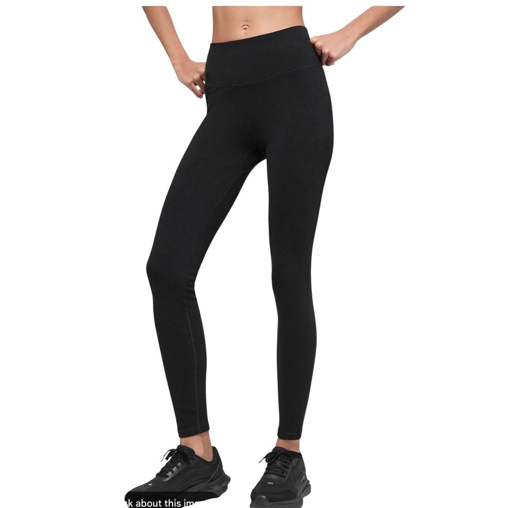 Alo Yoga Seamless High Waist Ribbed Leggings Black Sculpting Activewear M